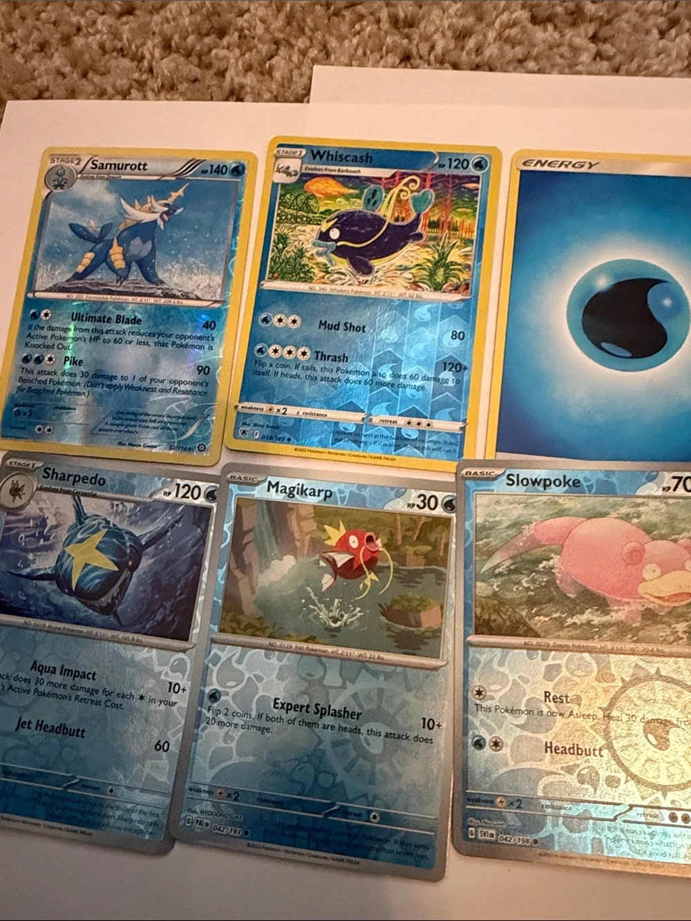 10 Water Pokemon Trading Cards - vintage, holo, reverse, rare